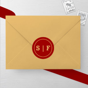 Gold and Burgundy Monogram Wedding Classic Round Sticker