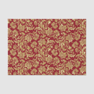 Gold And Burgundy Red Vinage Damasks Tissue Paper