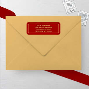Gold and Burgundy Wedding Return Address Label