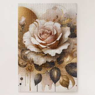 Gold and Cashmere Rose Jigsaw Puzzle