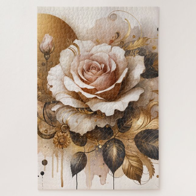 Gold and Cashmere Rose Jigsaw Puzzle (Vertical)