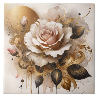 Gold and Cashmere Rose Tile