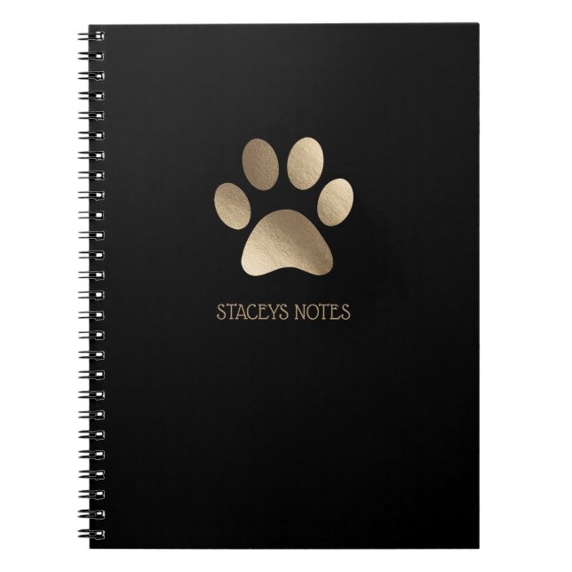 Gold And Charcoal Paw Print Logo Personalized Notebook (Front)