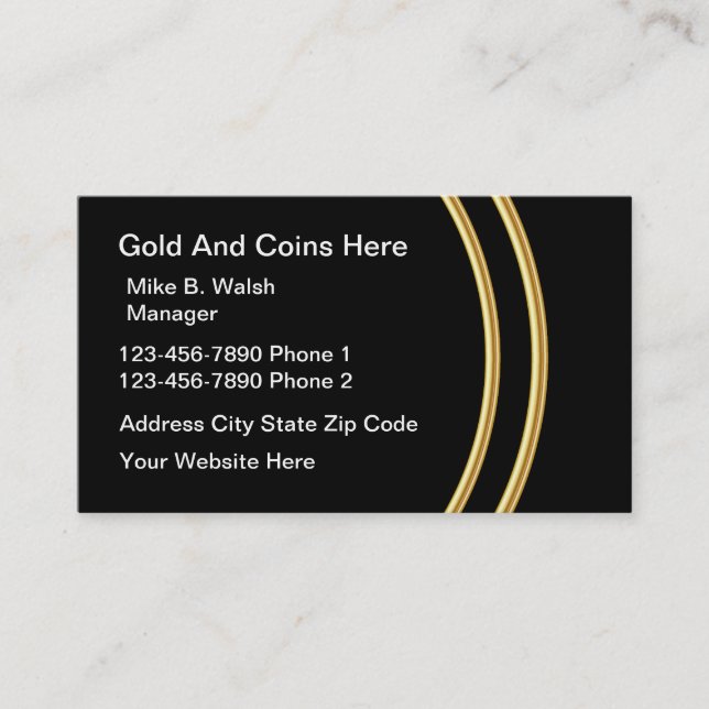 Gold And Coins Investment Business Cards (Front)