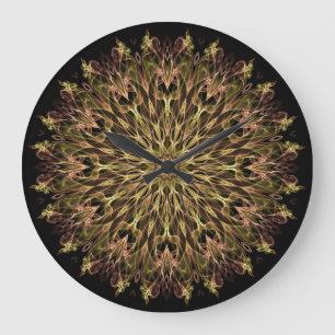 Gold and Copper Kaleidoscope Large Clock