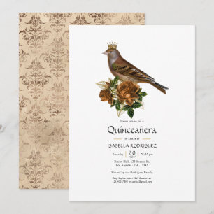 Gold and Copper Vintage Chic Quinceañera Invitation