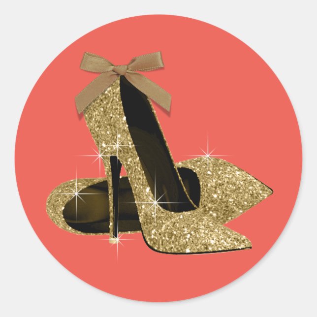 Gold and Coral High Heel Shoe Stickers (Front)