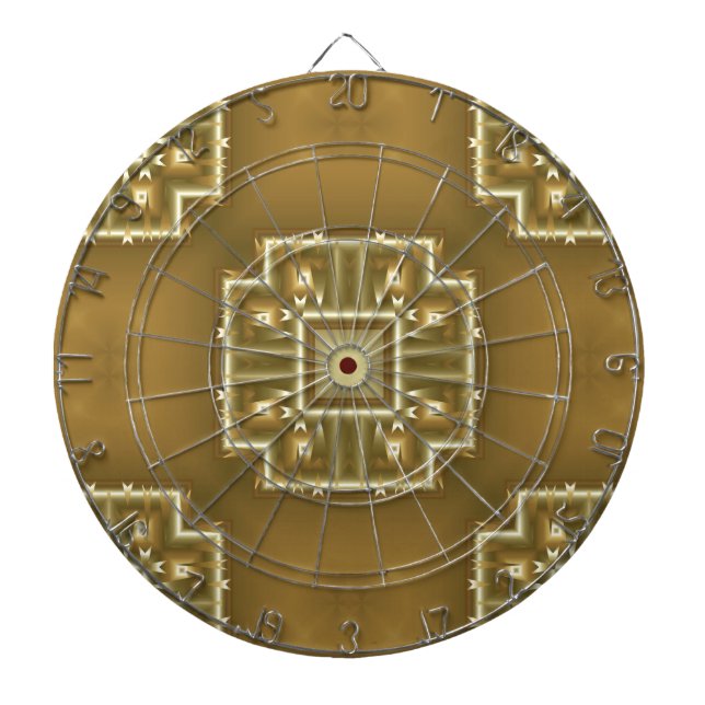 Gold and Cream Geometric Pattern Dartboard (Front)