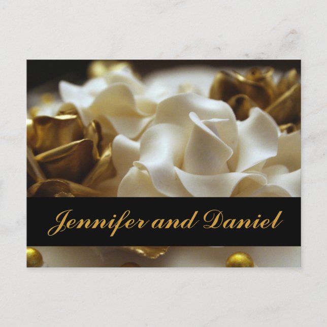 Gold and Cream Rose Wedding Invitation Cards (Front)