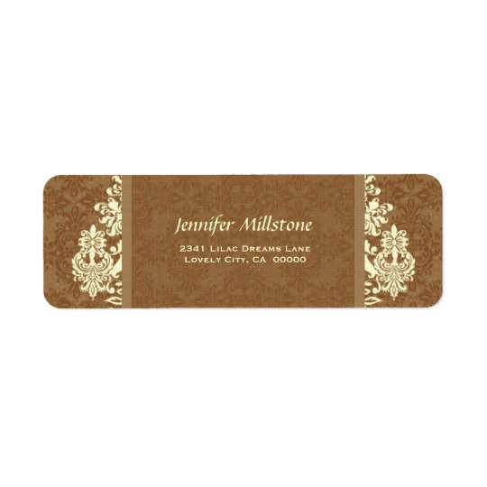 GOLD and CREAM Swirl Damask Wedding Address Label