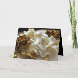 Gold and Cream Wedding Rose Invitation Card