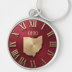 Gold and Crimson Ohio State Map Key Ring