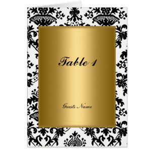 Gold and Damask Table Placement  and Menu Card