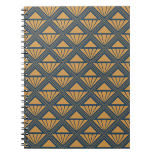 Gold and dark blue Art Deco design with rhombuses Notebook