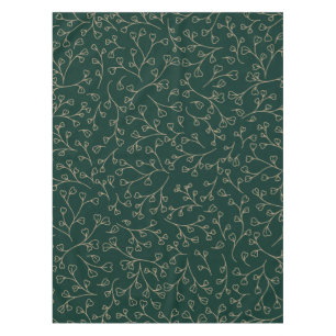 Gold and Dark Emerald Green Botanical Vine Pattern Tablecloth