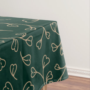 Gold and Dark Emerald Green Botanical Vine Pattern Tablecloth