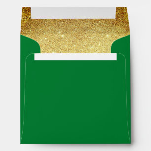 Gold and Emerald Green Glitter Look Envelope