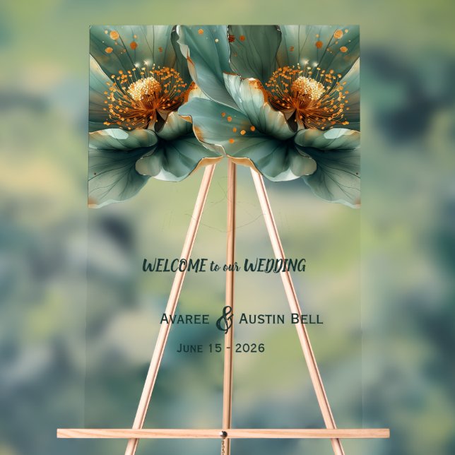 Gold and Emerald Green Poppy Acrylic Sign (Neutral)