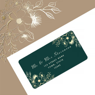 Gold and Emerald Green Return Address Label