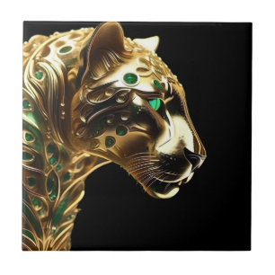Gold And Emerald Jaguar Design, Tile