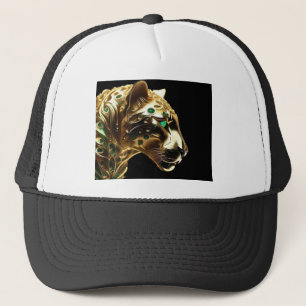 Gold And Emerald Jaguar Design, Trucker Hat