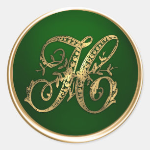 Gold and Emerald Monogram H Envelope Seal