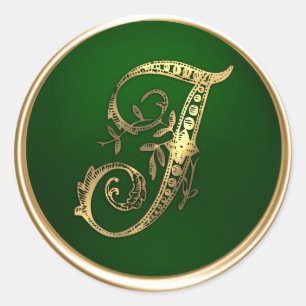 Gold and Emerald Monogram I Envelope Seal
