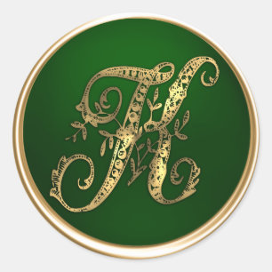 Gold and Emerald Monogram K Envelope Seal