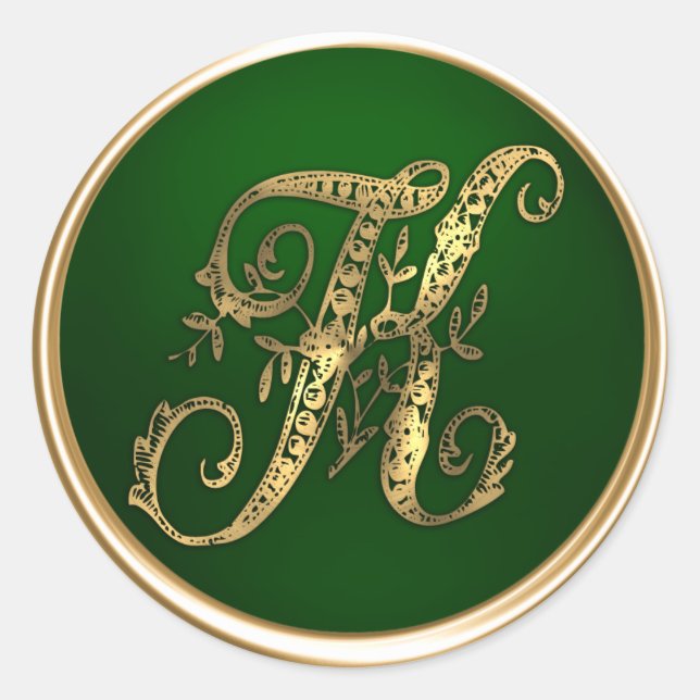 Gold and Emerald Monogram K Envelope Seal (Front)