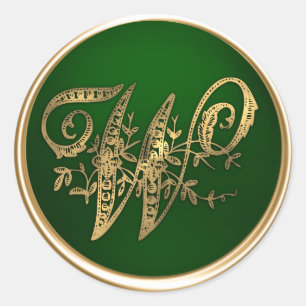 Gold and Emerald Monogram W Envelope Seal