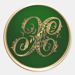 Gold and Emerald Monogram X Envelope Seal