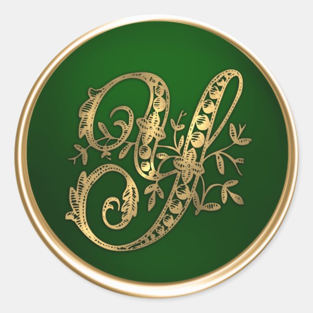 Gold and Emerald Monogram Y Envelope Seal (Front)