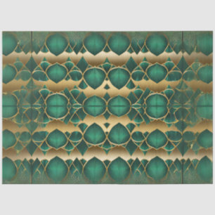 Gold and Emerald Pattern Decoupage Tissue Paper