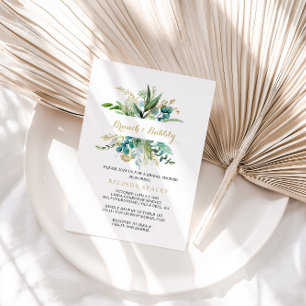 Gold and Eucalyptus Brunch & Bubbly Bridal Shower Invitation