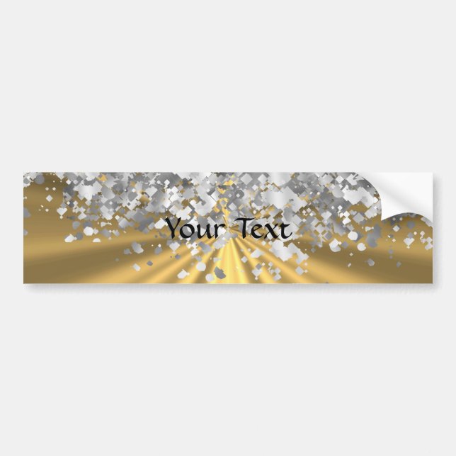 Gold and faux glitter personalised bumper sticker (Front)