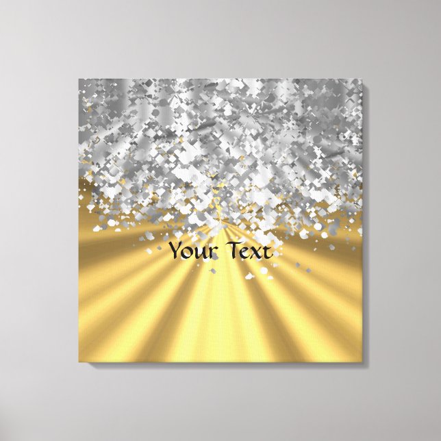 Gold and faux glitter personalised canvas print (Front)