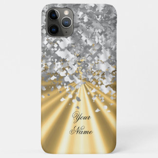 Gold and faux glitter personalised iPhone 11 pro max case