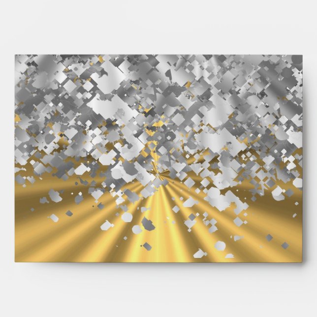 Gold and faux glitter personalised envelope (Front)