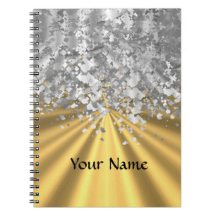 Gold and faux glitter personalised notebook