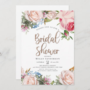 Gold and Floral Bridal Brunch Invitation