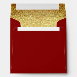 Gold and Garnet Maroon Glitter Look Envelope