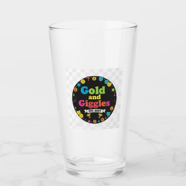 Gold and Giggles – Shine with a Smile T-Shirt Glass (Front)