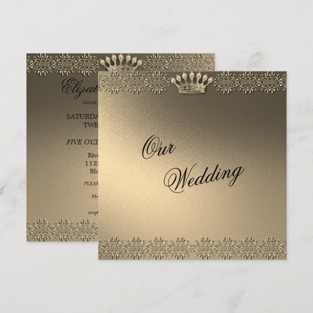 Gold and Glamourous Wedding Invitation (Front/Back)