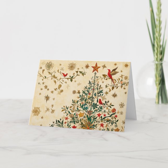 Gold and Glitter Christmas Tree Design Card (Front)