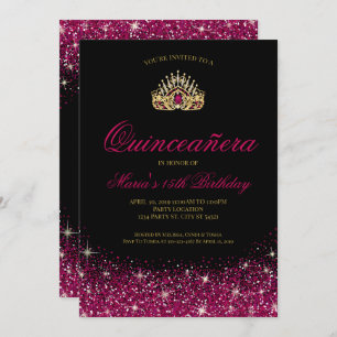 Gold and Glitter, Glam Quinceañera Invitation