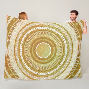 Gold and Glitter Mandala Fleece Blanket