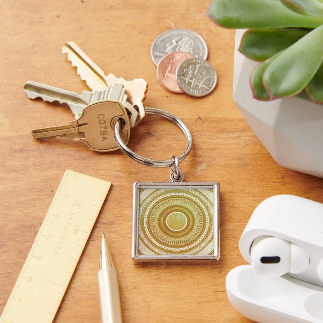 Gold and Glitter Mandala Key Ring (Desk)