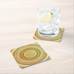 Gold and Glitter Mandala Paper Coaster