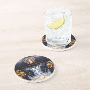 Gold and Glitter marble texture Sculpted Serenity Coaster