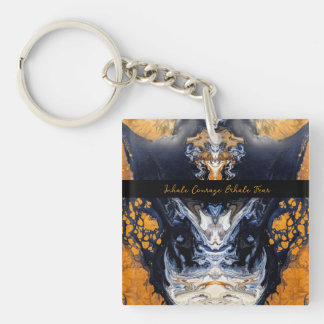 Gold and Glitter marble texture Sculpted Serenity Key Ring